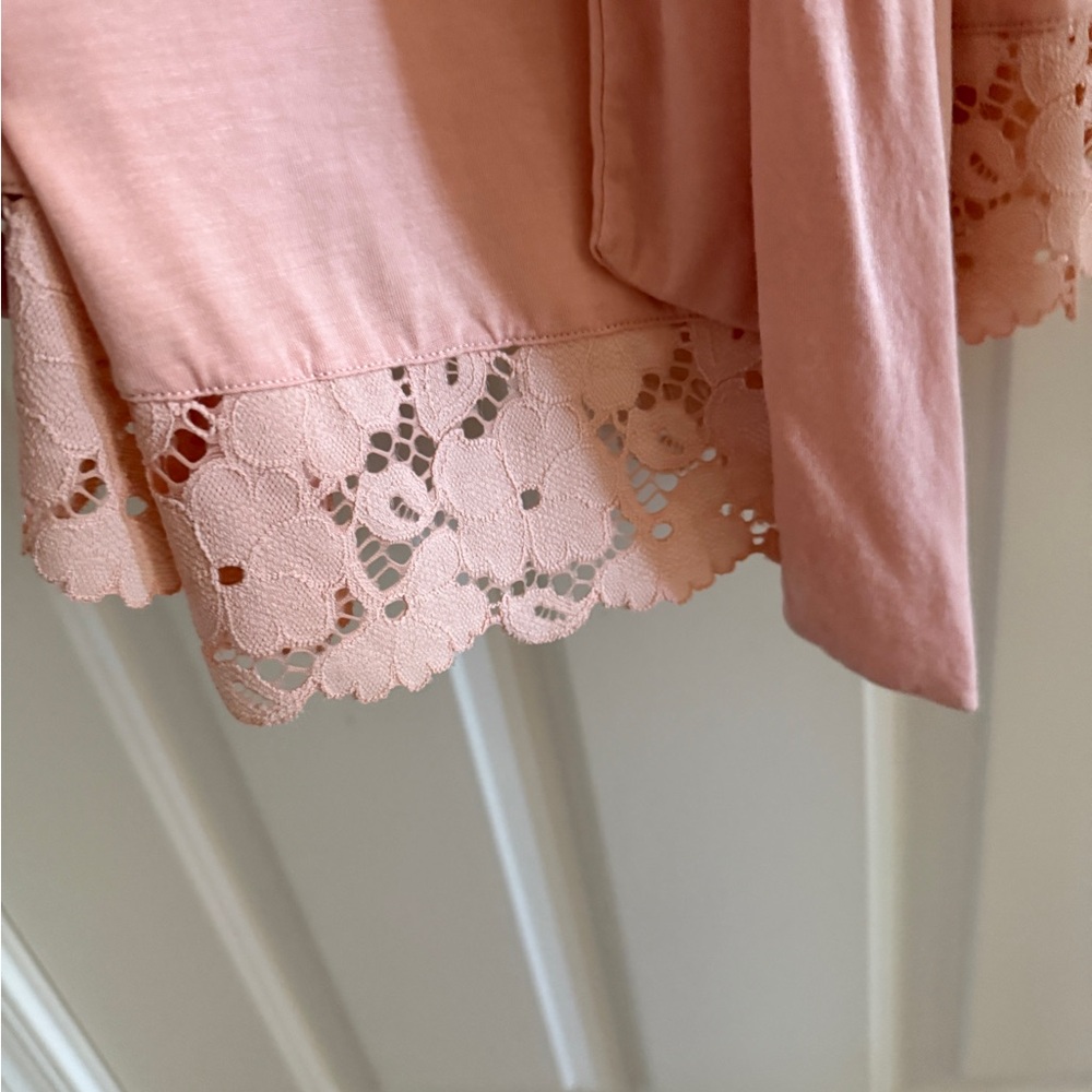 $148 Eberjey Women's Pink(peachy) Lace Knit Kimono Sleeve Self-Tie Naya Robe  S - Picture 5 of 9
